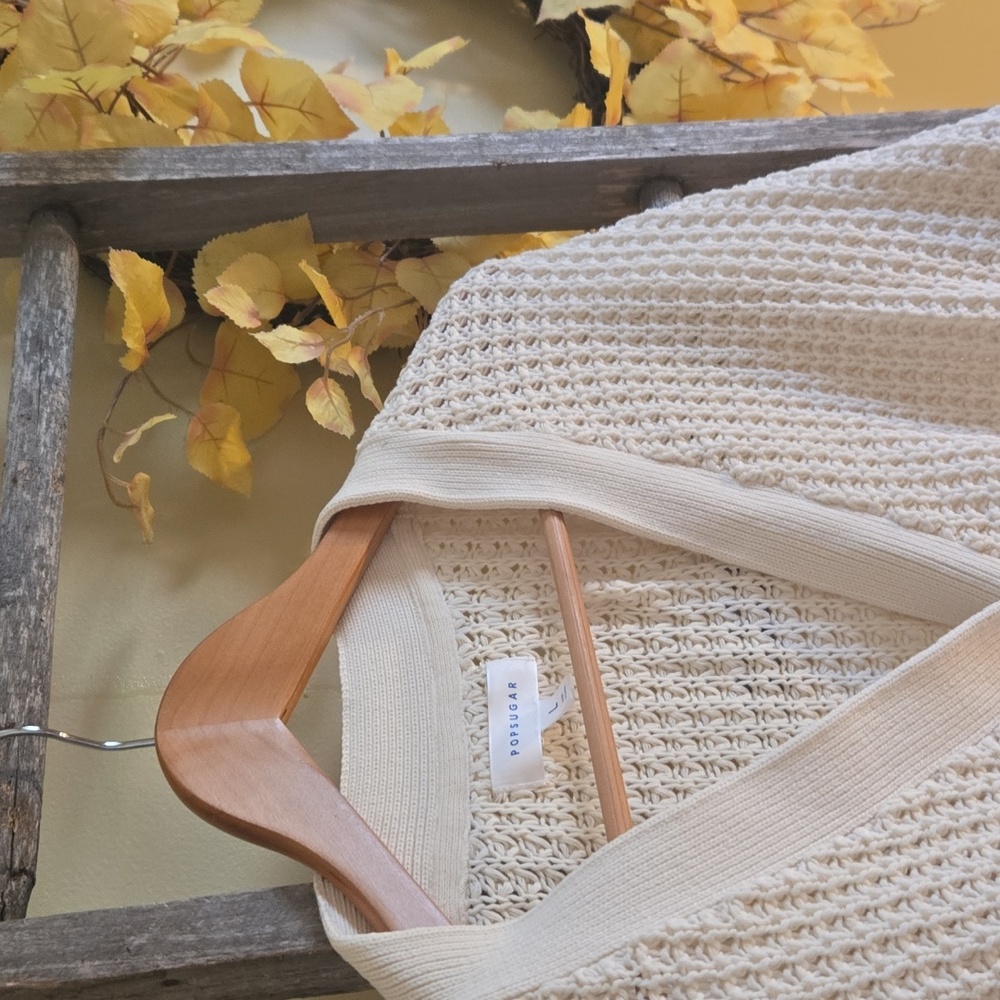 POPSUGAR Ivory Textured Cardigan